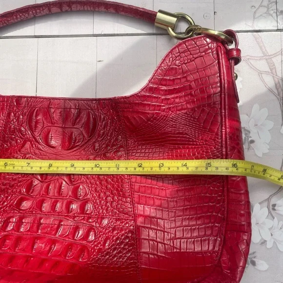 Brahmin Red Croc-Embossed Hobo Bag - Picture 3 of 10